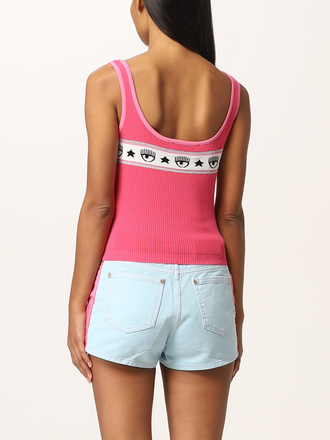 CHIARA FERRAGNI TOP: Chiara Ferragni tank top with logomania band, Pink - Img 2