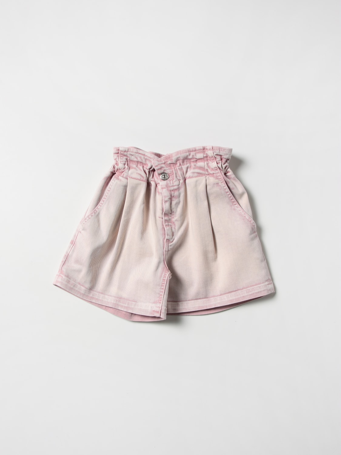 DONDUP KIDS SHORT: Bull Dondup denim shorts in washed denim, Pink - Img 1