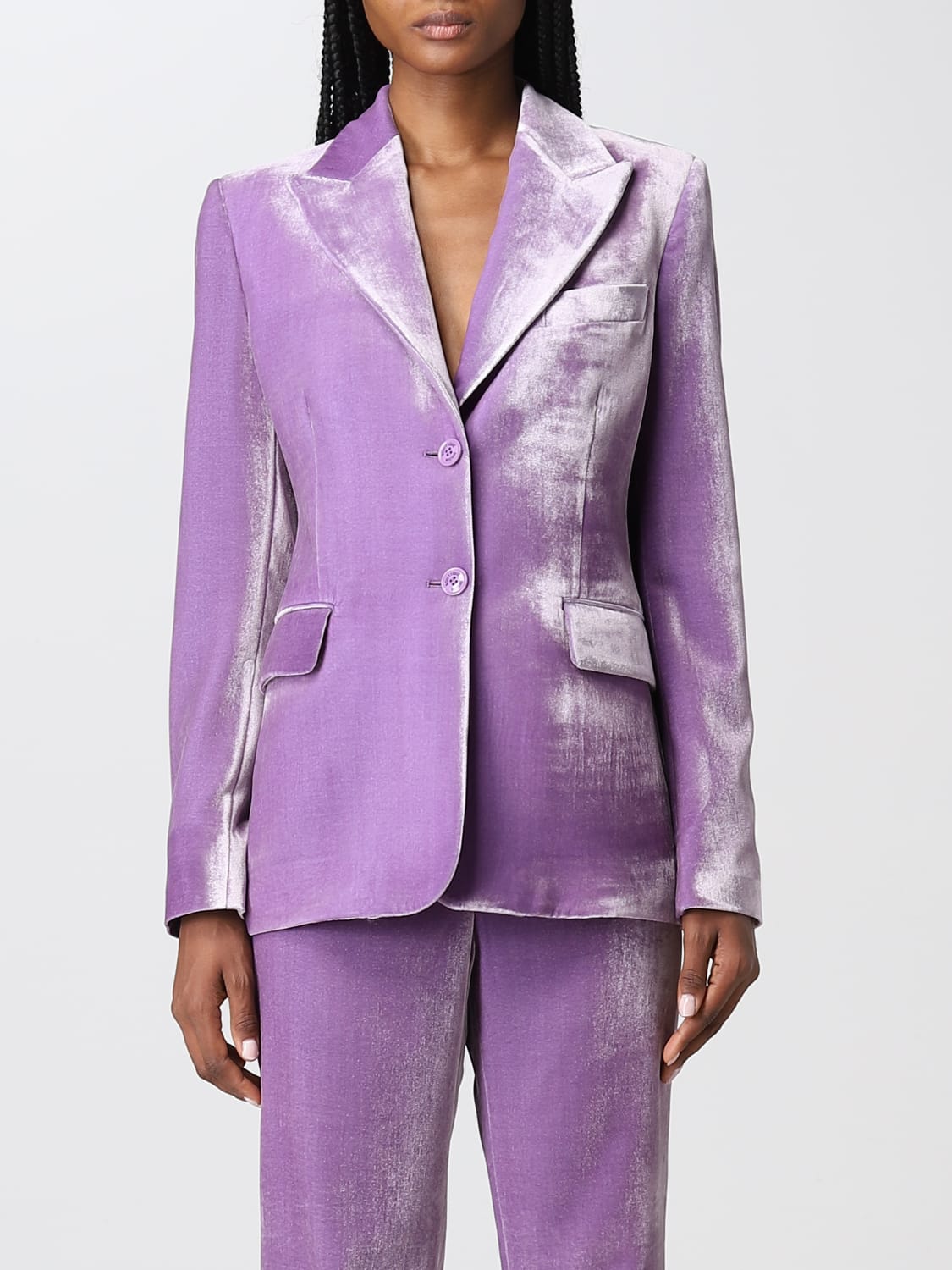 Boutique Moschino Outlet Moschino Boutique blazer in panne velvet Violet Boutique Moschino blazer 05056133 online at GIGLIO.COM