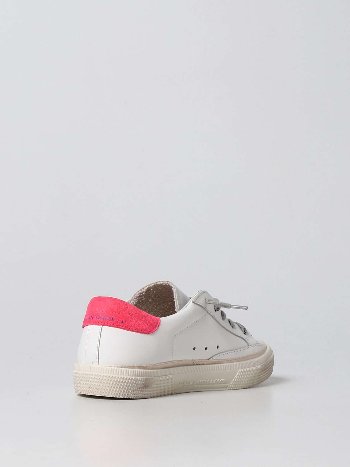 GOLDEN GOOSE SHOES: May Golden Goose leather sneakers, White - Img 1