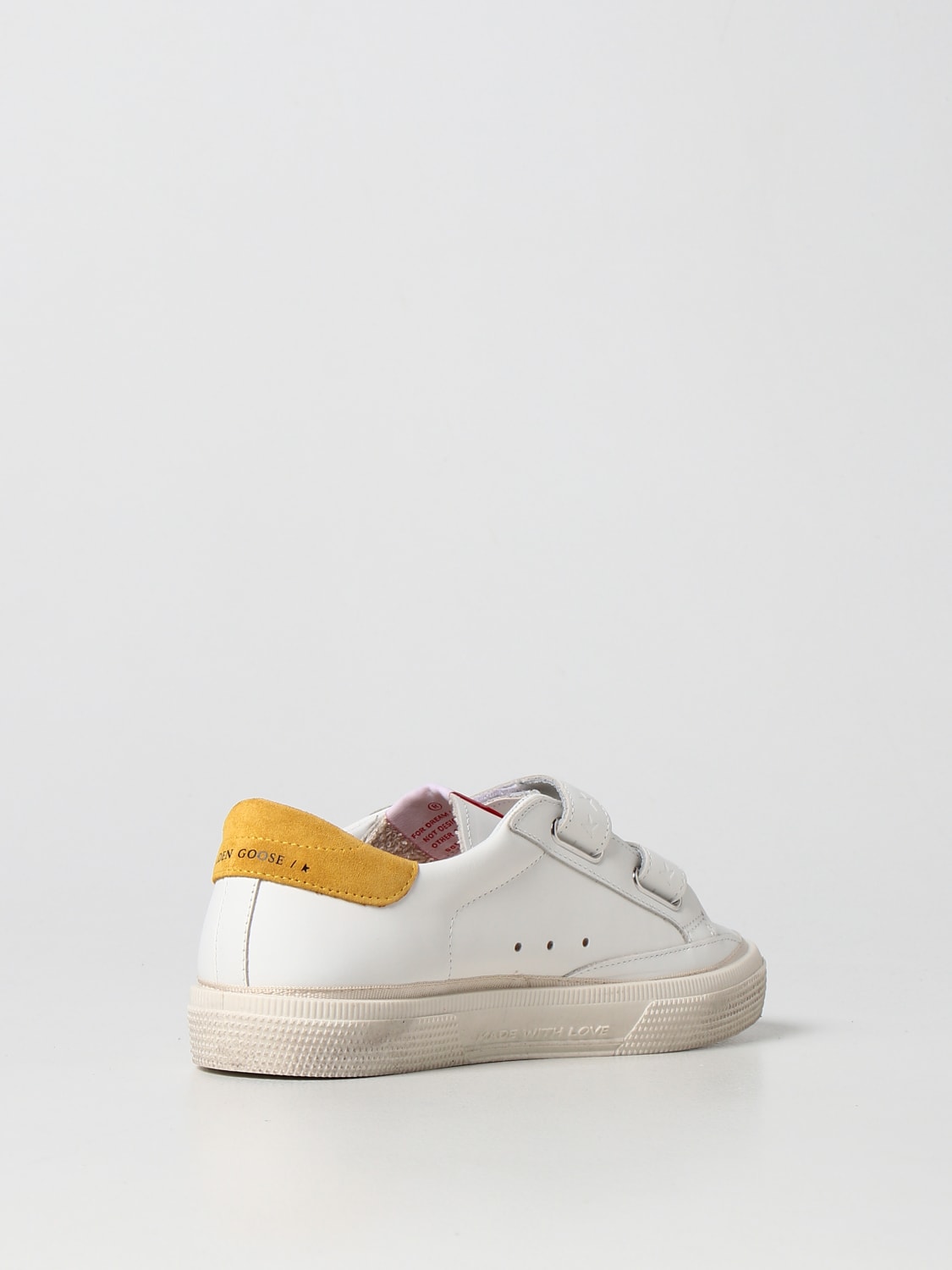 GOLDEN GOOSE SHOES: May School Golden Goose sneakers in smooth leather, White - Img 1