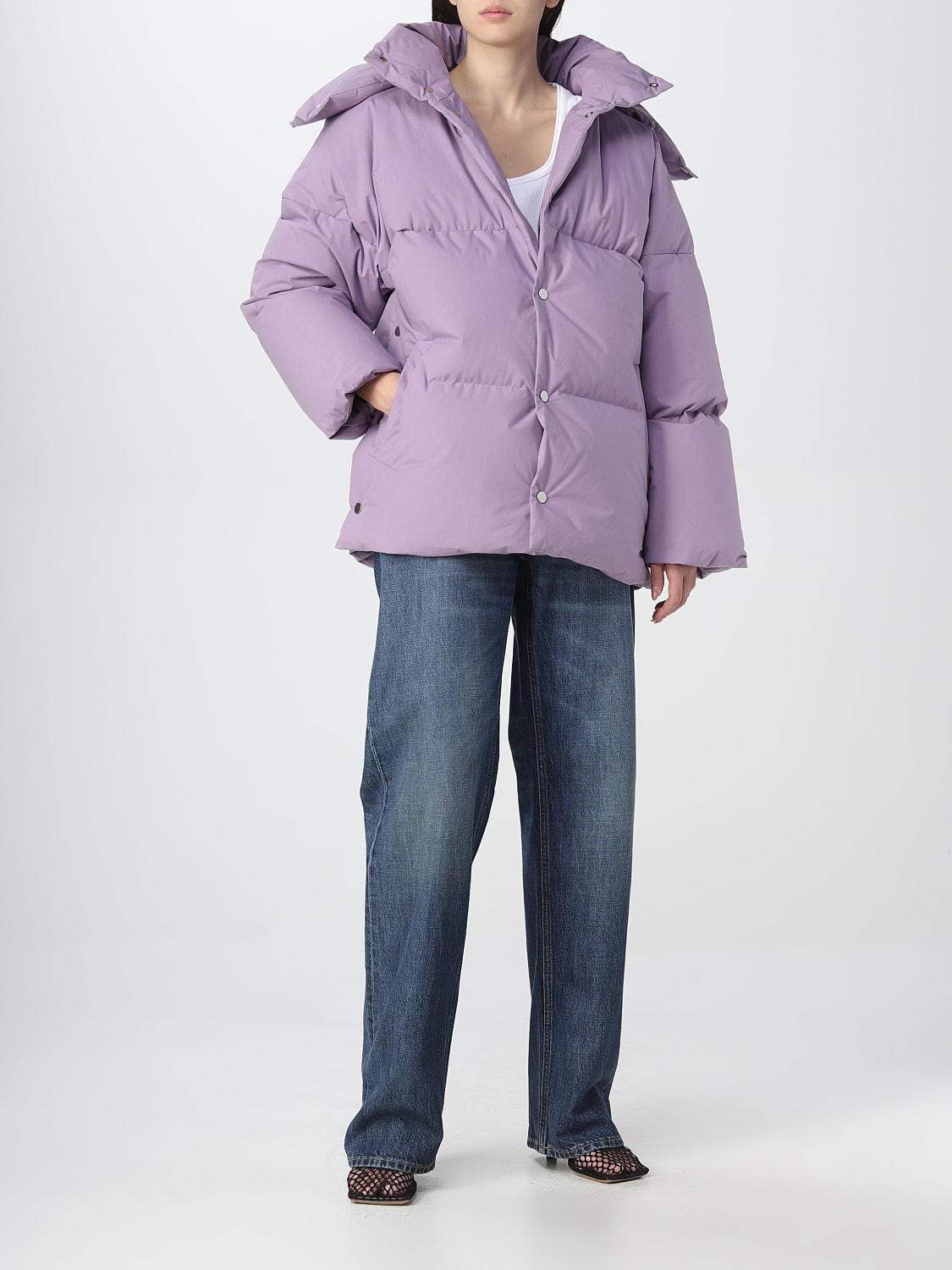 BOTTEGA VENETA JACKET: Bottega Veneta satin poplin down jacket, Lilac - Img 2