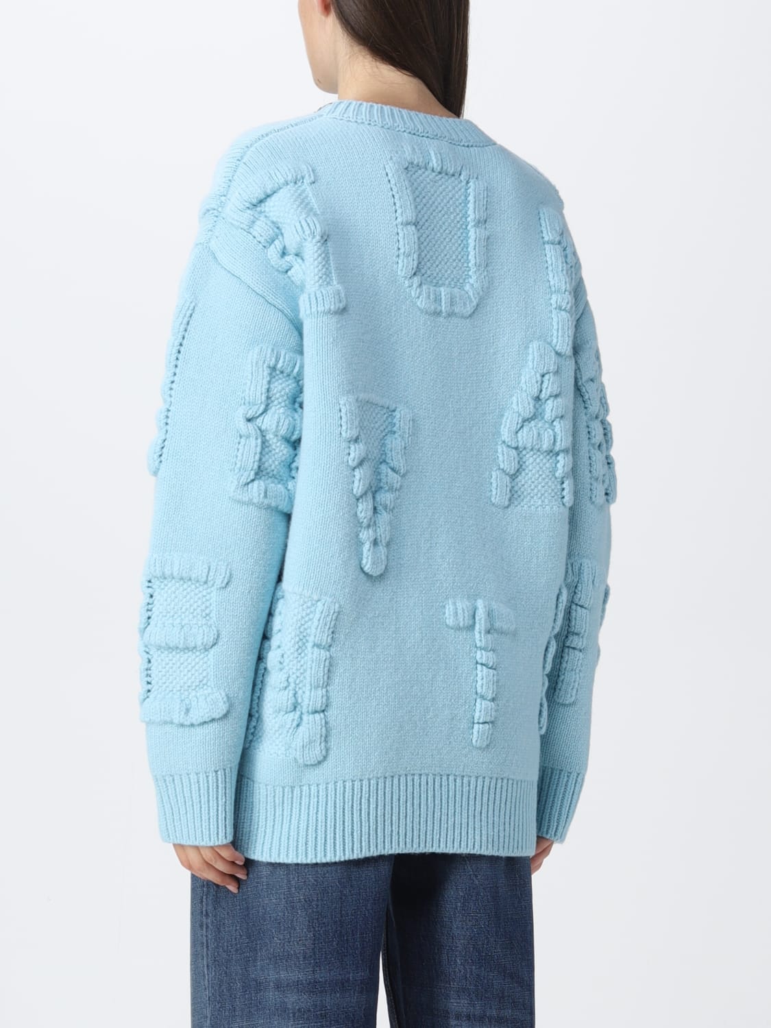 BOTTEGA VENETA SWEATER: Bottega Veneta wool sweater with all-over logo, Sky - Img 3