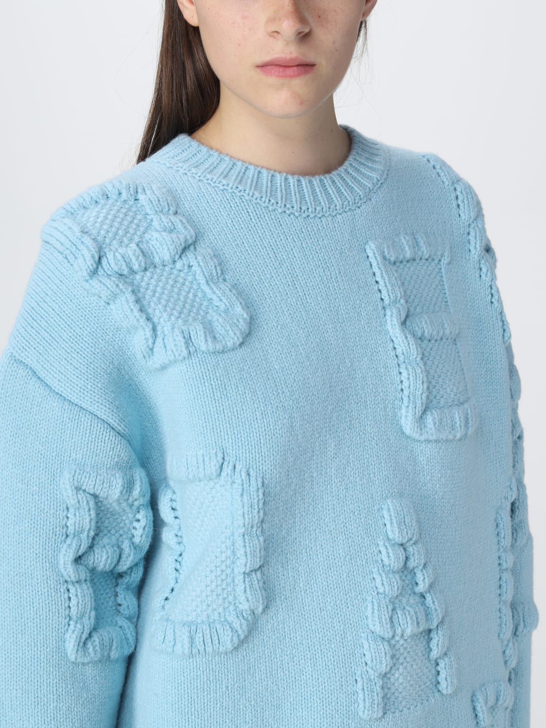 BOTTEGA VENETA SWEATER: Bottega Veneta wool sweater with all-over logo, Sky - Img 5