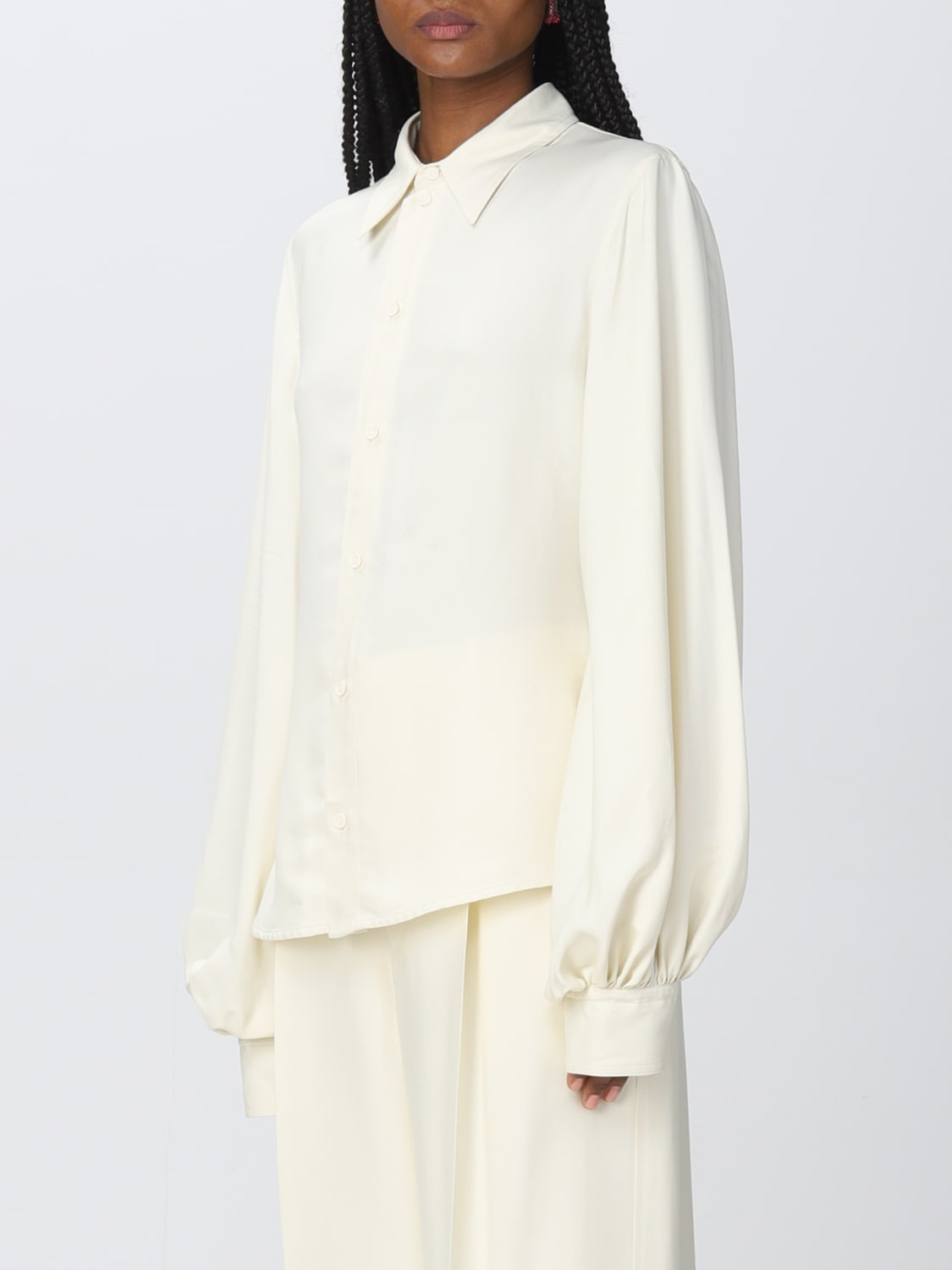 BOTTEGA VENETA SHIRT: Bottega Veneta silk shirt, Yellow Cream - Img 4