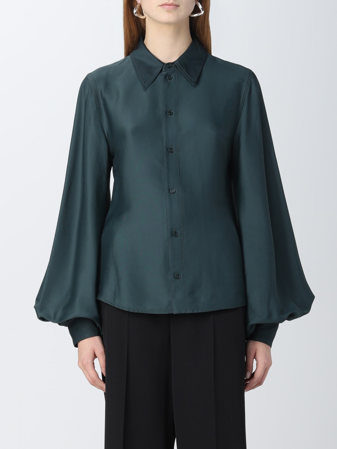 BOTTEGA VENETA SHIRT: Bottega Veneta silk shirt, Ink - Img 1