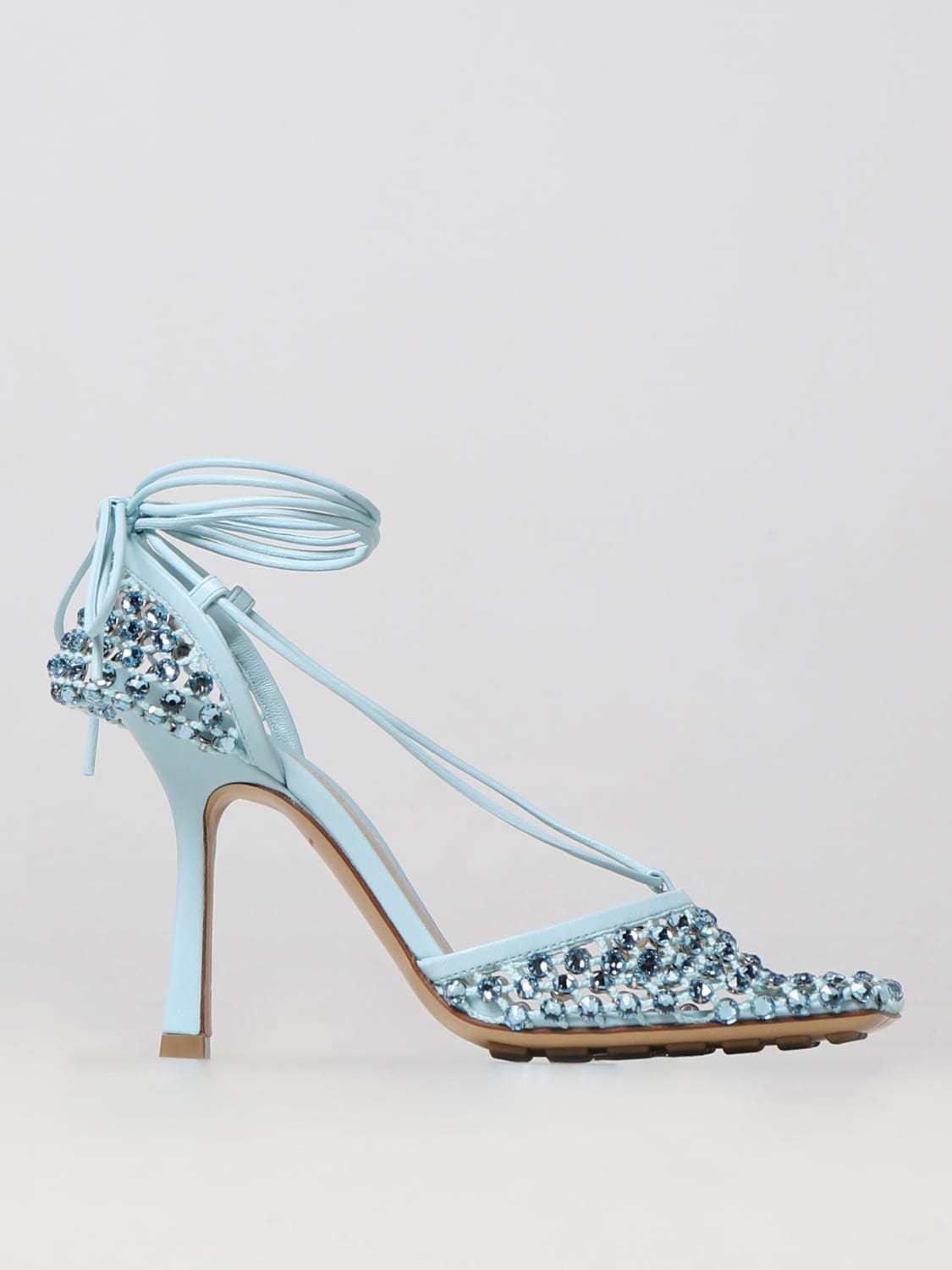 BOTTEGA VENETA: Sparkle stretch lace-up sandals - Blue | Bottega Veneta  heeled sandals 667206V0GU1 online at GIGLIO.COM