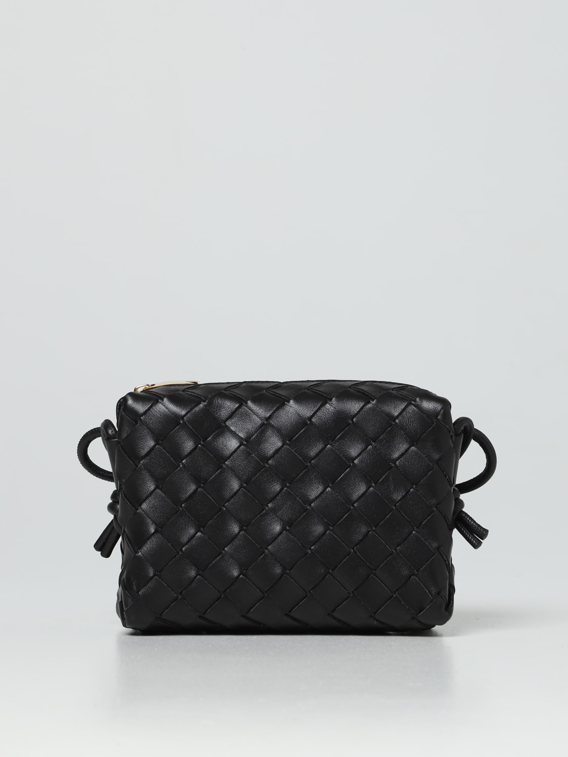 BOTTEGA VENETA: Loop woven leather bag - Black | Bottega Veneta mini ...