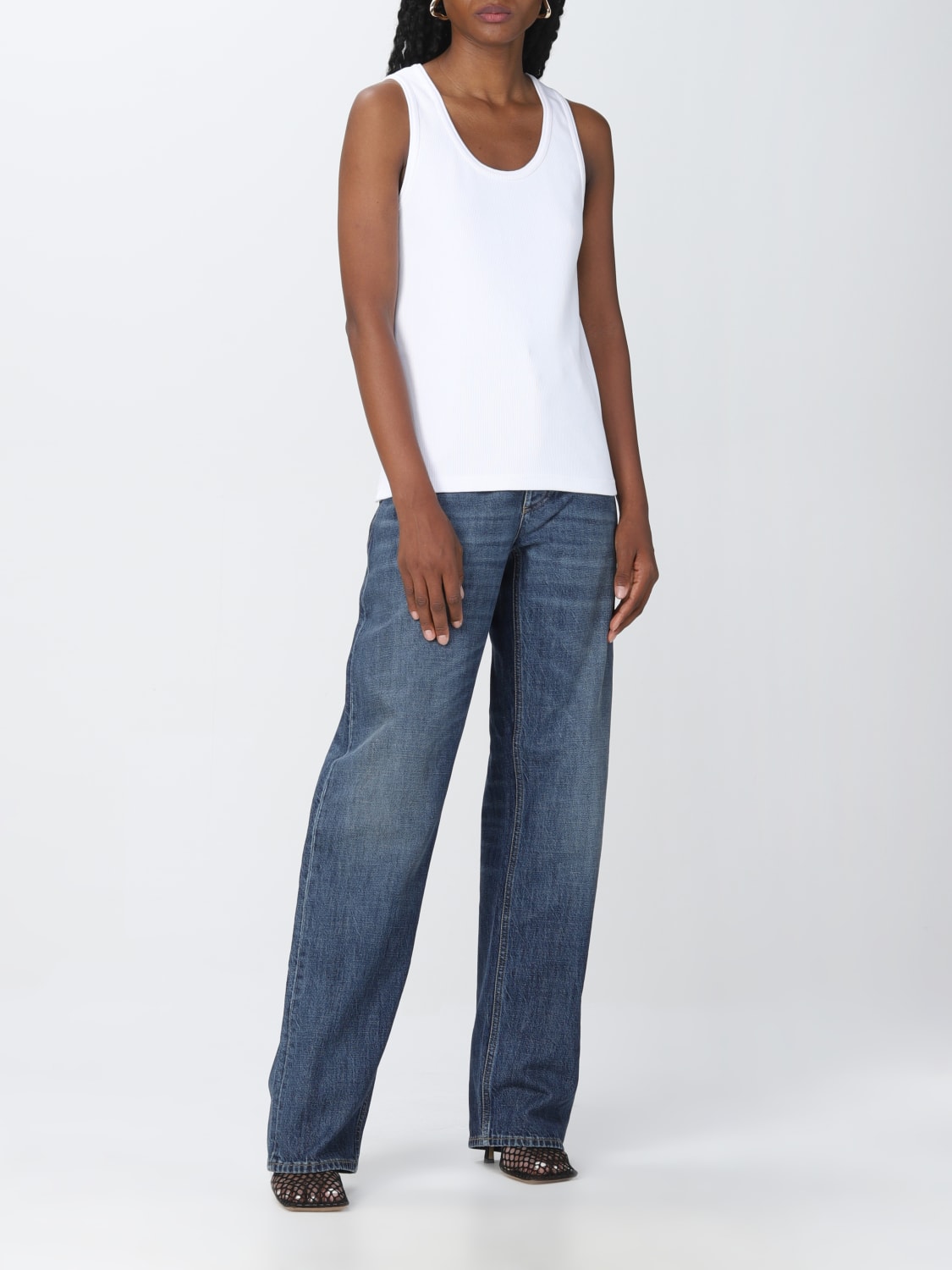 BOTTEGA VENETA T-SHIRT: Bottega Veneta ribbed dry stretch cotton top, White - Img 2