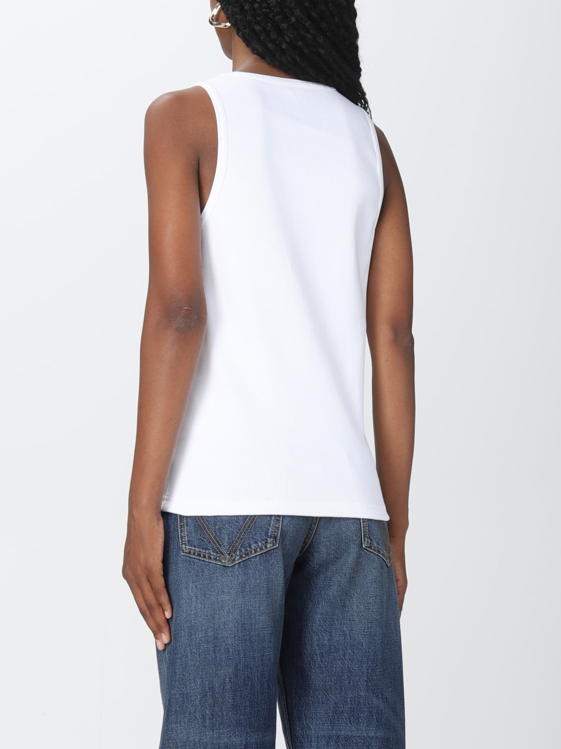 BOTTEGA VENETA T-SHIRT: Bottega Veneta ribbed dry stretch cotton top, White - Img 3