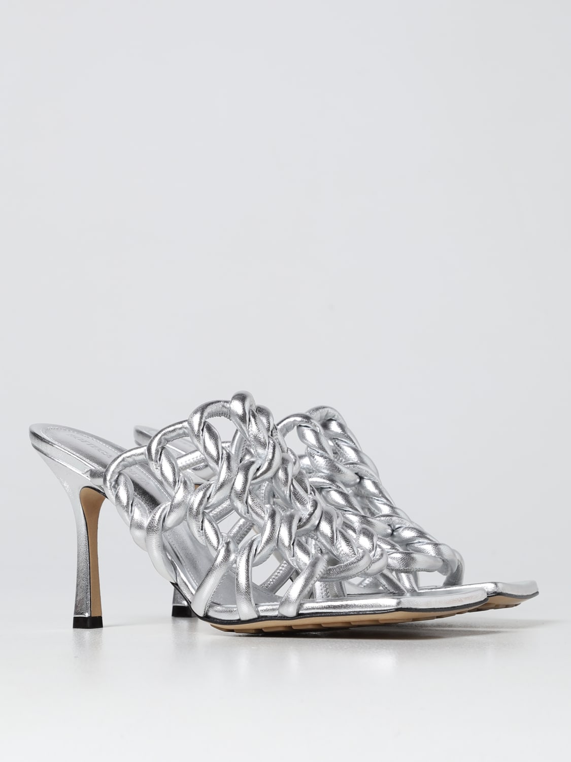 BOTTEGA VENETA HEELED SANDALS: Shoes women Bottega Veneta, Silver - Img 2