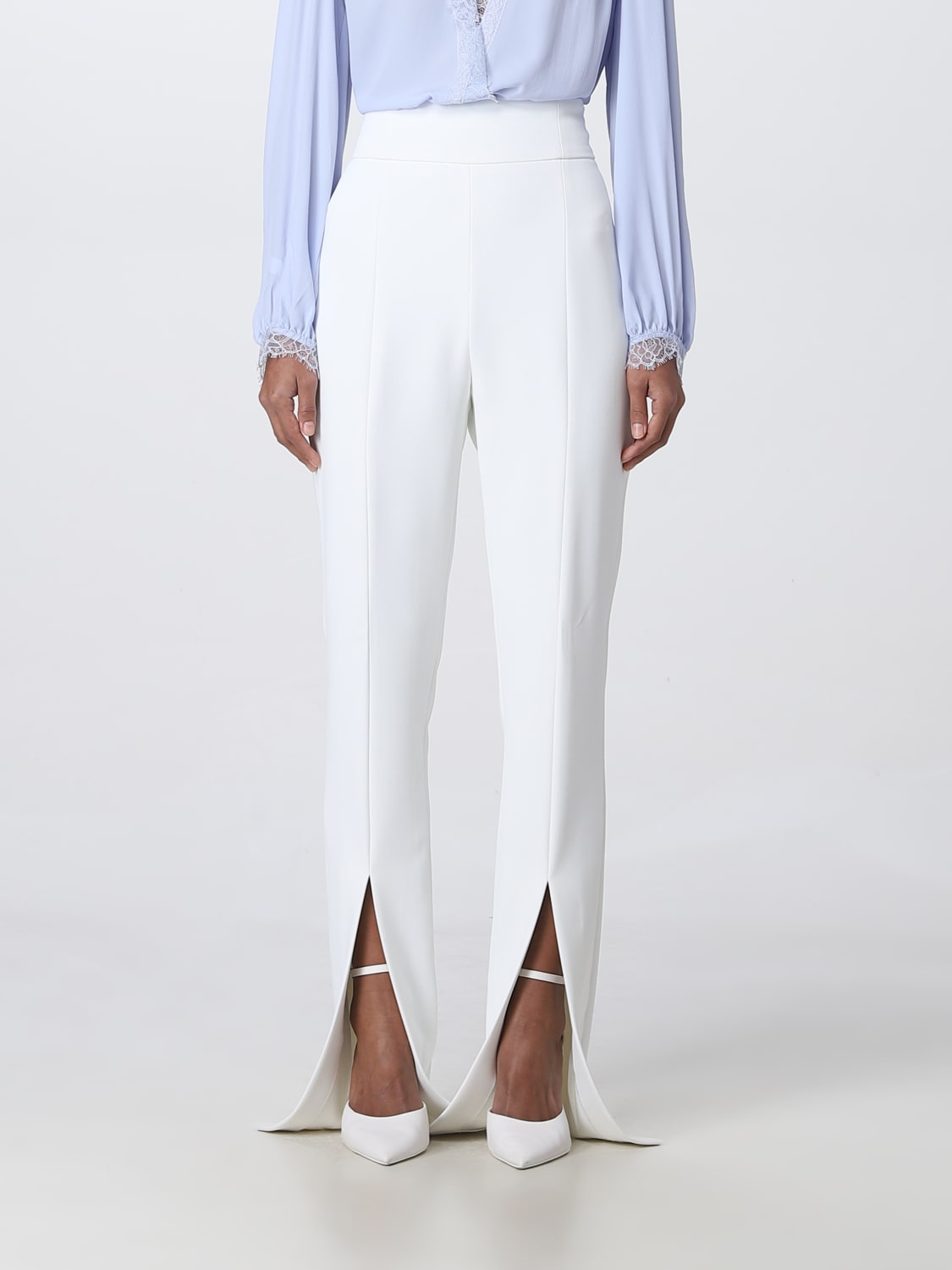 PINKO belted wide-leg trousers - White