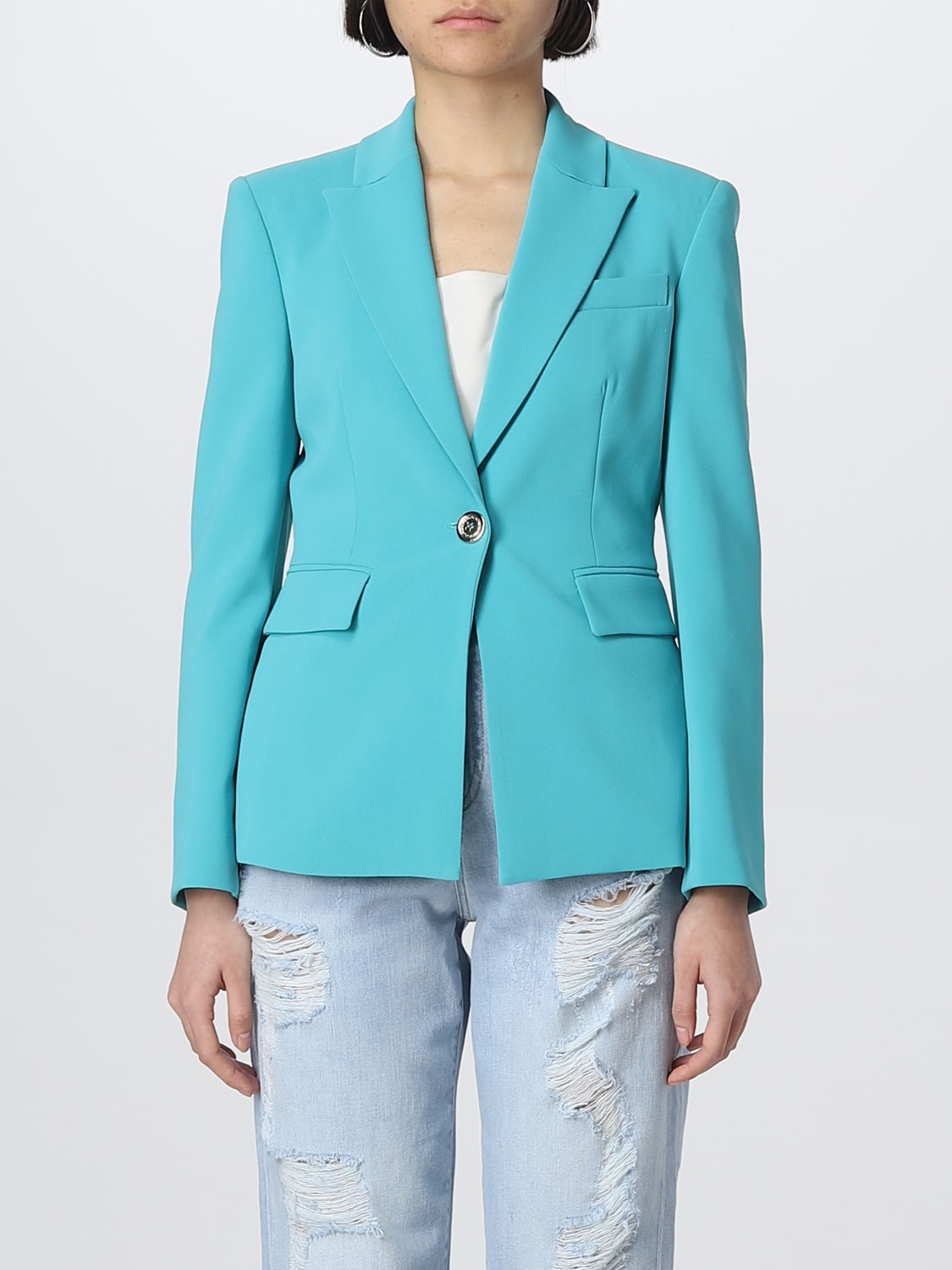 アウターその他 PINKO Woman Blazer Gnawed Blue 1000477624 F38 Pinko Outlet: Blazer woman - Gnawed Blue | Pinko blazer