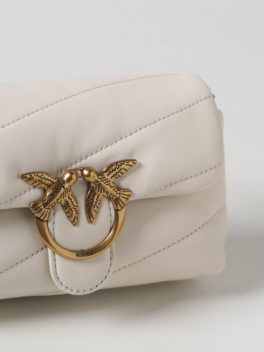 PINKO BORSA MINI: Borsa Love Bag Puff Pinko in nappa trapuntata, Avorio - Img 3
