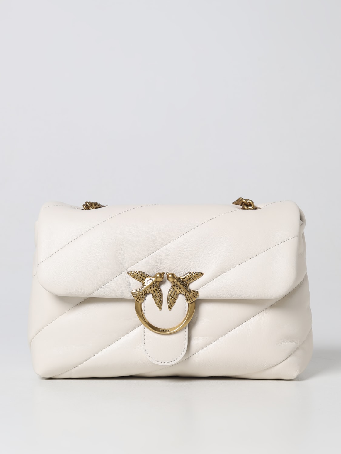 PINKO BORSA A SPALLA: Borsa Love Bag Puff Pinko in nappa trapuntata, Bianco - Img 1