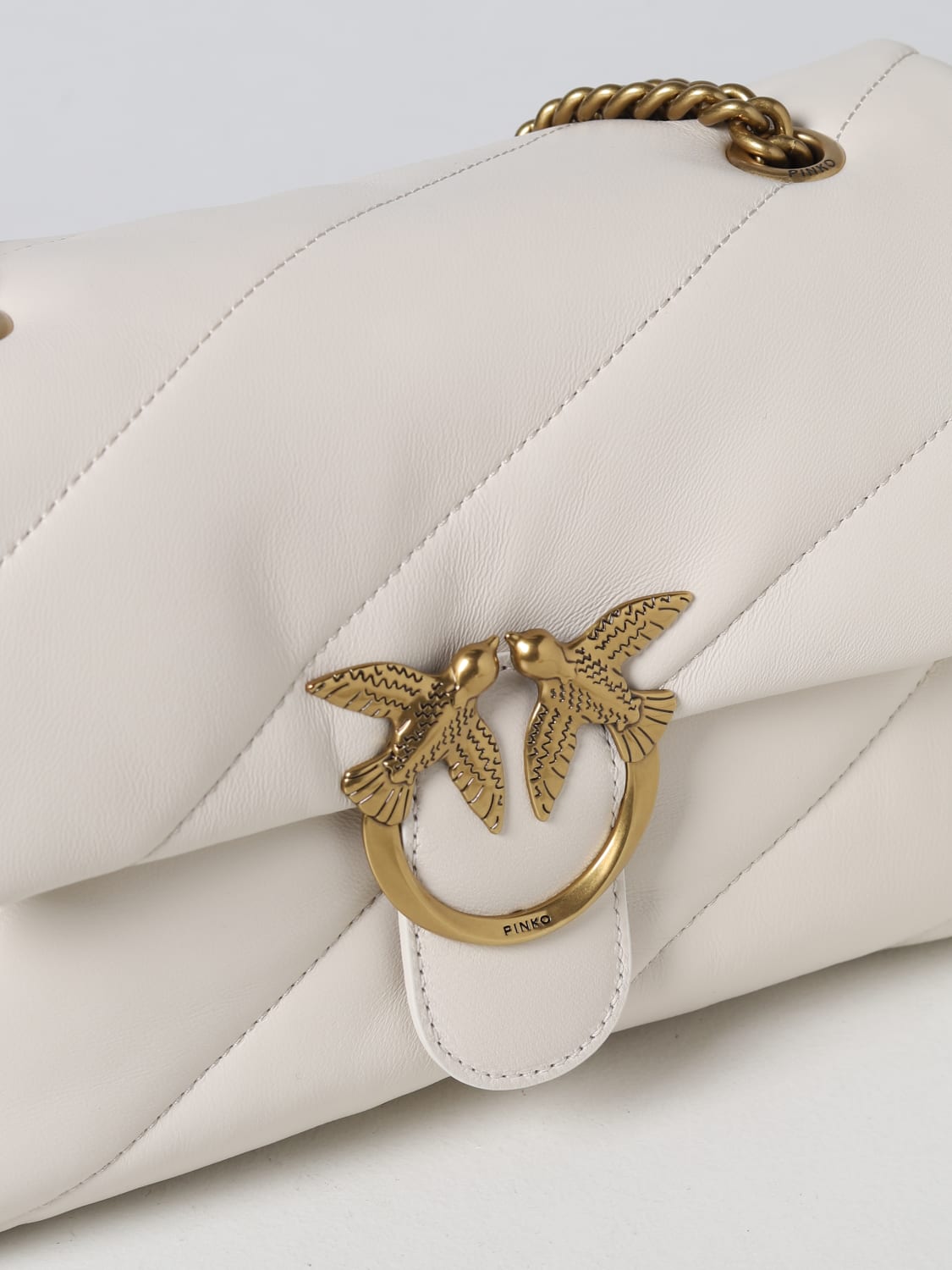 PINKO BORSA A SPALLA: Borsa Love Bag Puff Pinko in nappa trapuntata, Bianco - Img 3