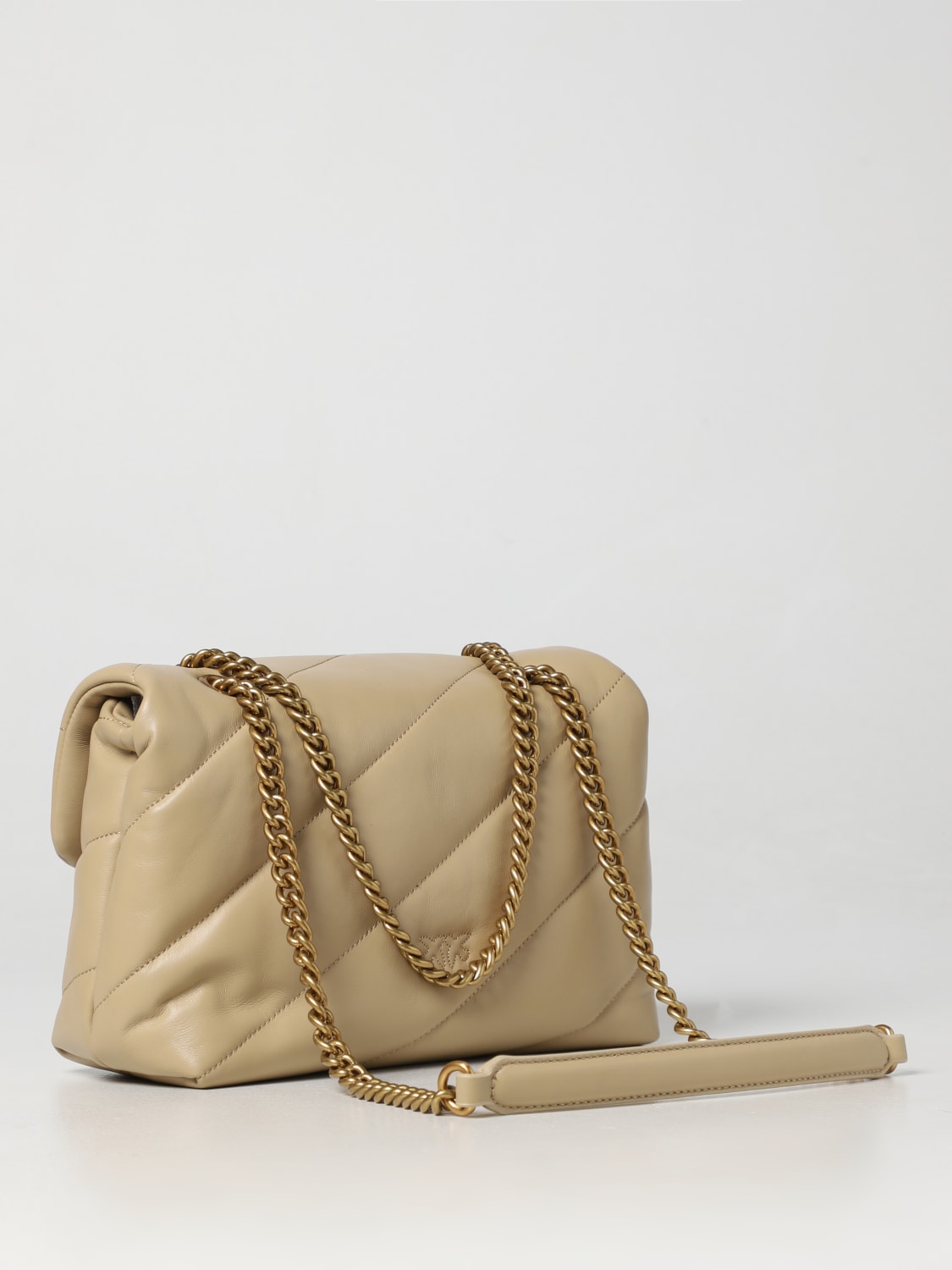 PINKO BORSA A SPALLA: Borsa Love Bag Puff Pinko in nappa trapuntata, Beige - Img 2