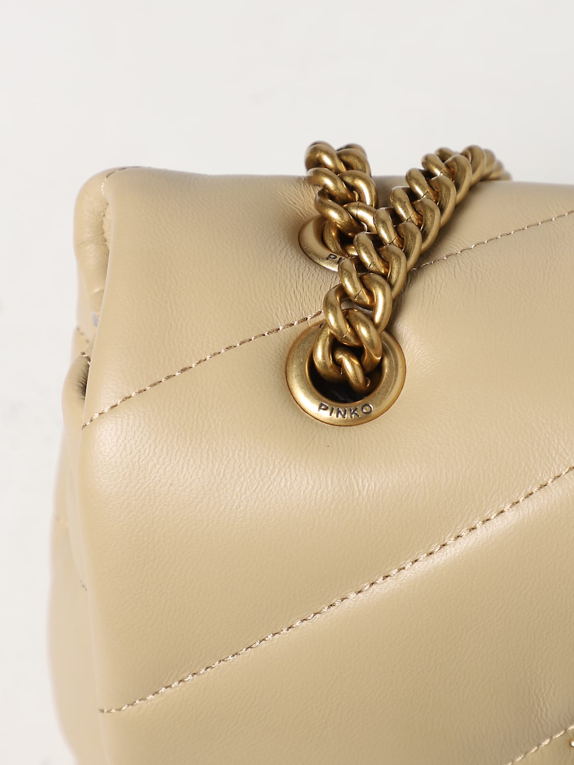 PINKO BORSA A SPALLA: Borsa Love Bag Puff Pinko in nappa trapuntata, Beige - Img 3