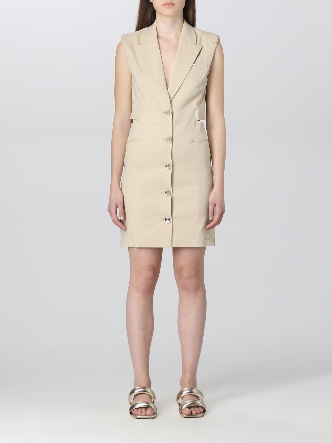 PINKO ABITO: Abito Pinko in lino, Beige - Img 1