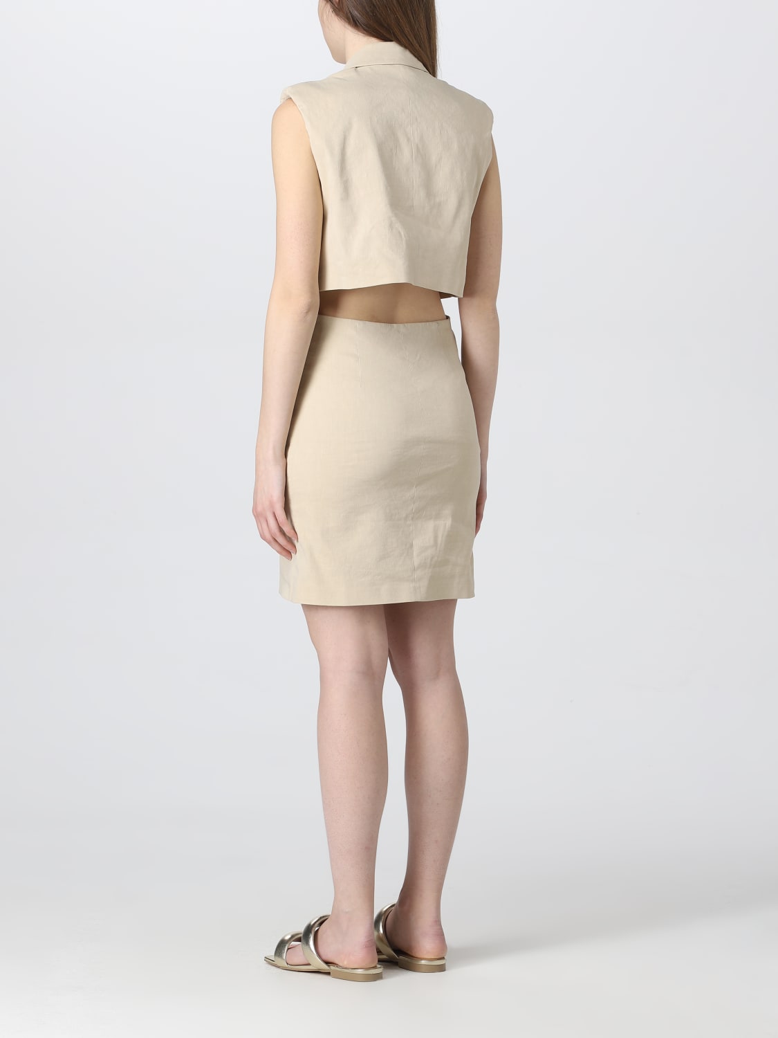 PINKO ABITO: Abito Pinko in lino, Beige - Img 2