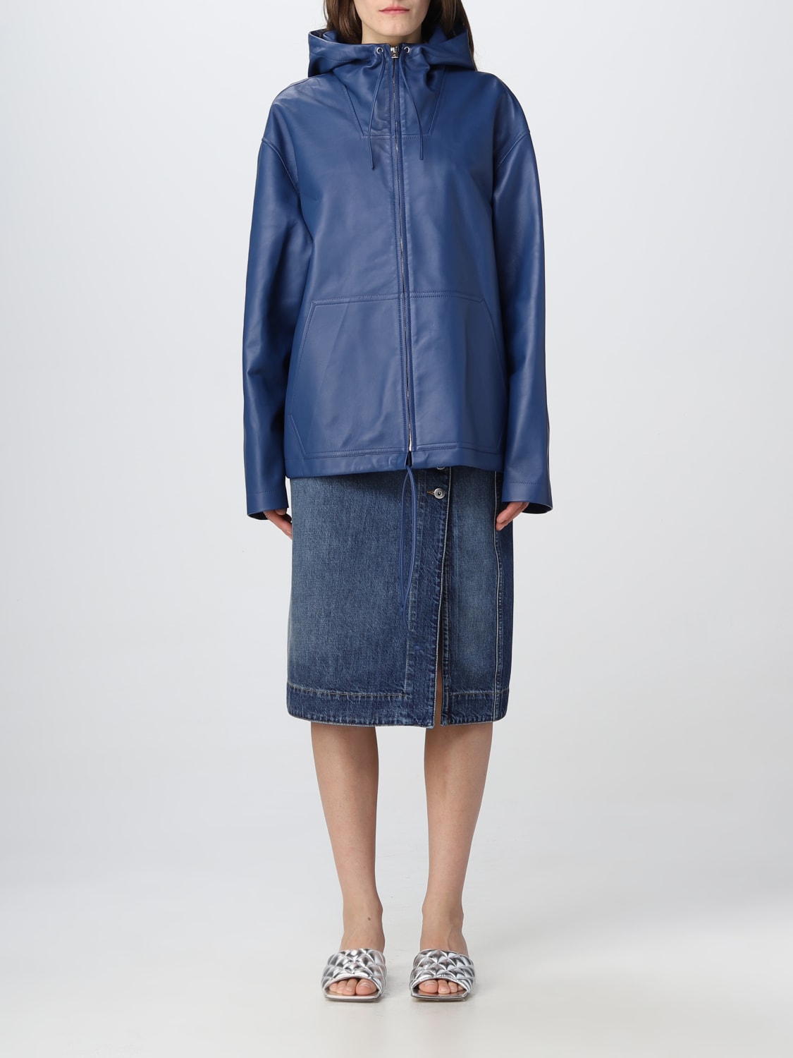 BOTTEGA VENETA JACKET: Bottega Veneta leather jacket, Blue - Img 1