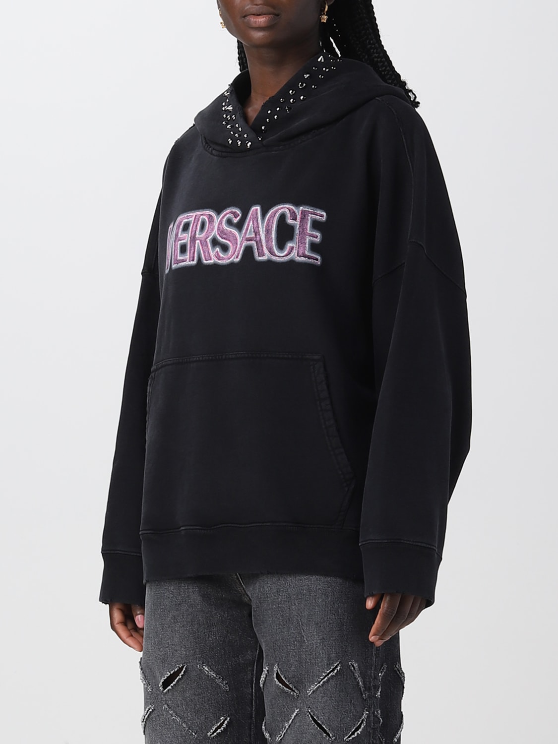 VERSACE スウェットシャツ: スウェットシャツ レディース Versace, ブラック - Img 4