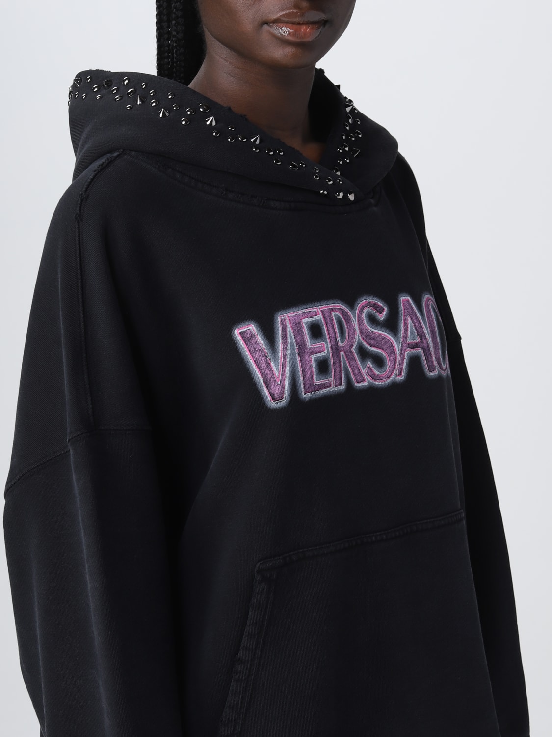 VERSACE スウェットシャツ: スウェットシャツ レディース Versace, ブラック - Img 5