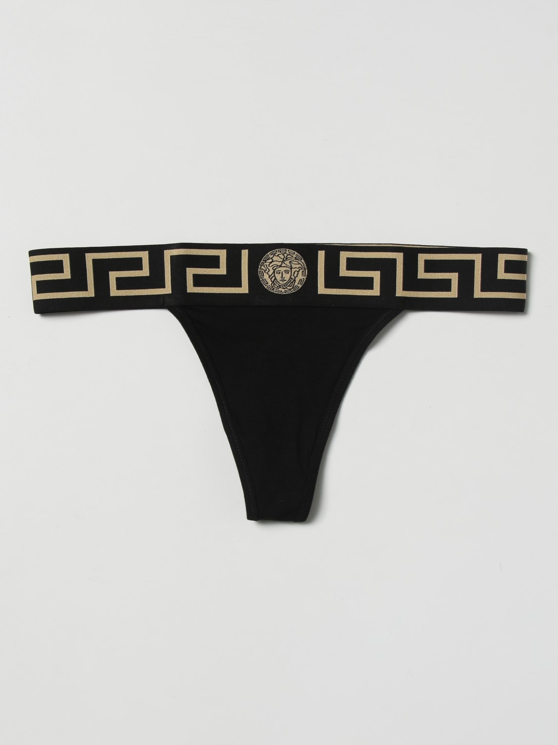 VERSACE LINGERIE: Versace briefs in stretch cotton, Black - Img 1