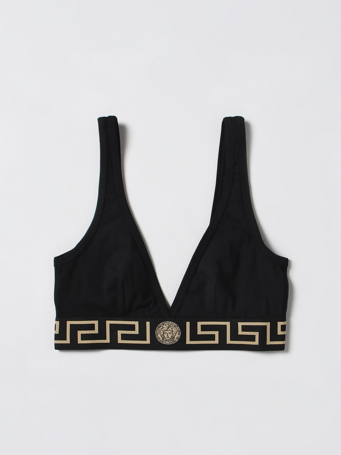 VERSACE LINGERIE: Versace bra in stretch cotton, Black - Img 1