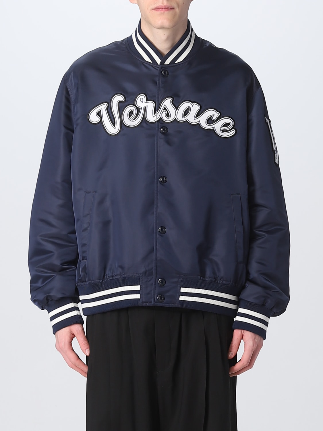 VERSACE JACKET: Versace nylon jacket, Blue - Img 1