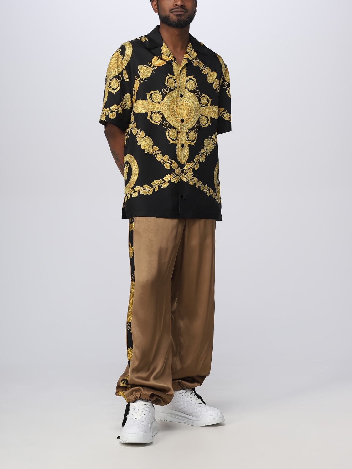 VERSACE PANTS: Maschere Baroque Versace pants in twill, Dark - Img 2