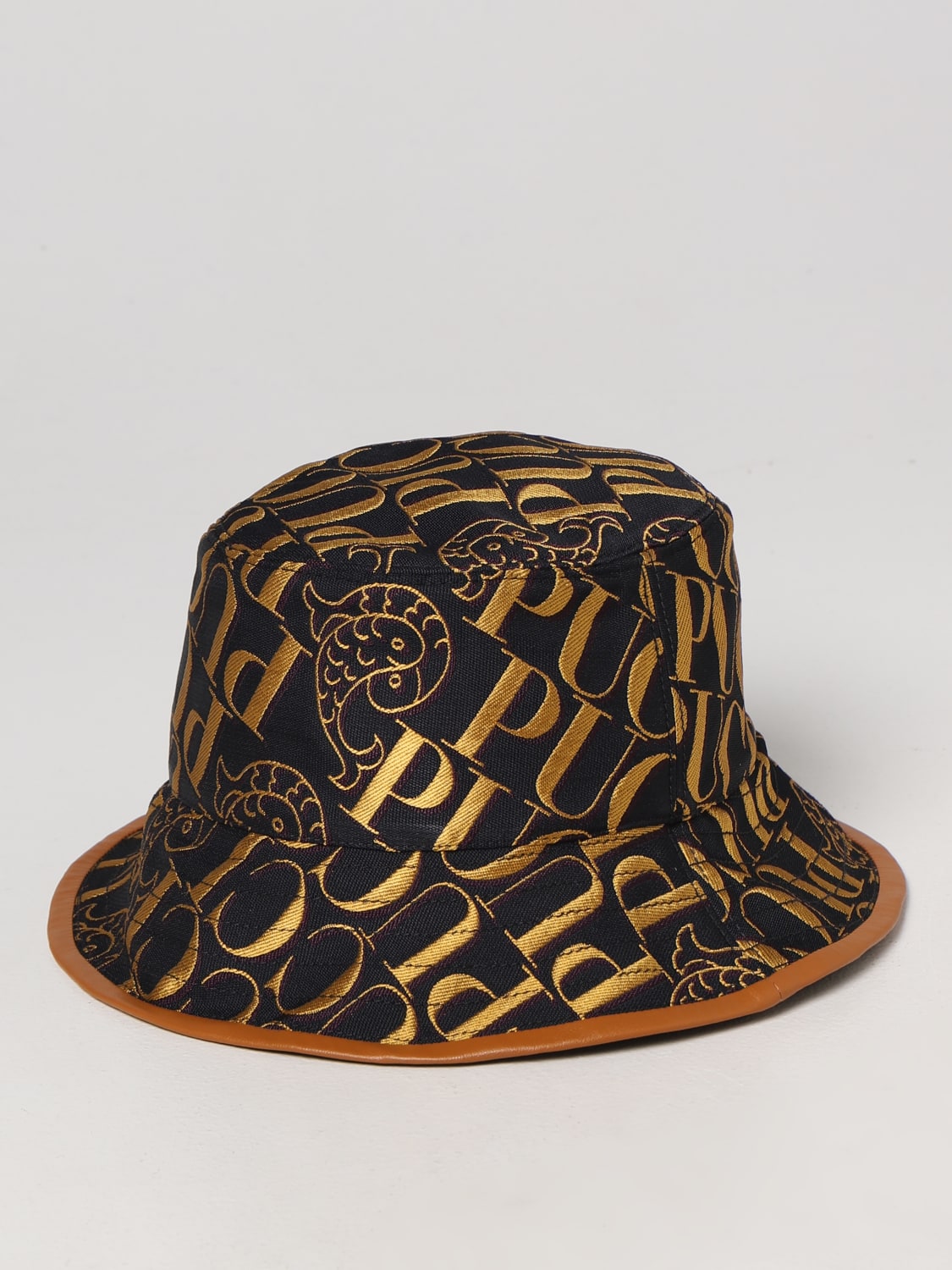 PUCCI HAT: Pucci hat with all over embroidered logo, Brown - Img 1