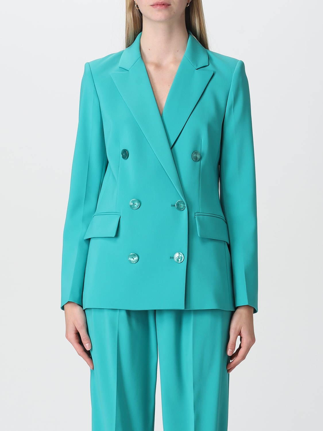 PATRIZIA PEPE BLAZER: Blazer Patrizia Pepe in tessuto stretch, Verde - Img 1