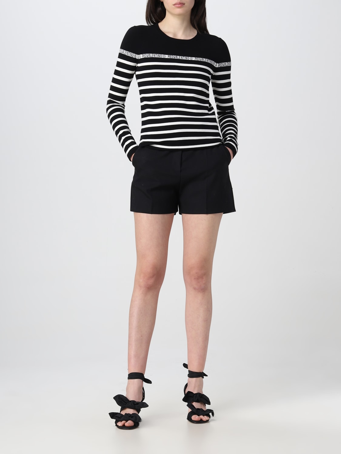 RED VALENTINO フリル付きスウェット S ブラック RED VALENTINO フリル