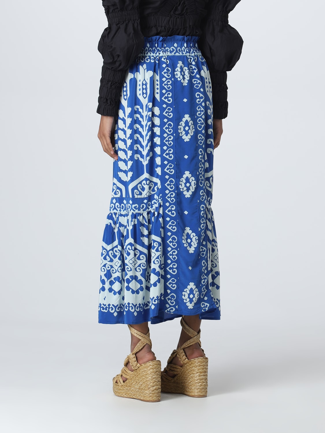 SEA NY SKIRT: Sea Ny skirt in printed silk, Blue - Img 3