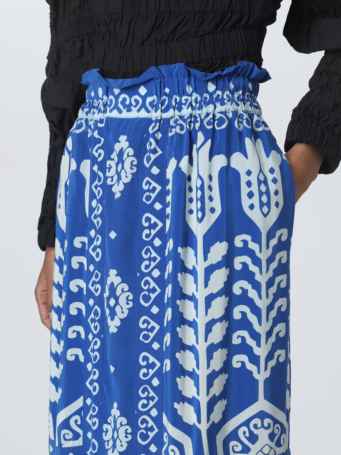 SEA NY SKIRT: Sea Ny skirt in printed silk, Blue - Img 4