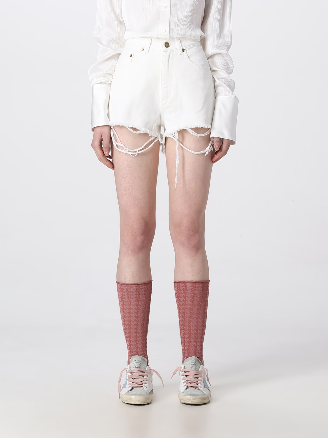 GOLDEN GOOSE SHORT: Golden Goose denim shorts, White - Img 1