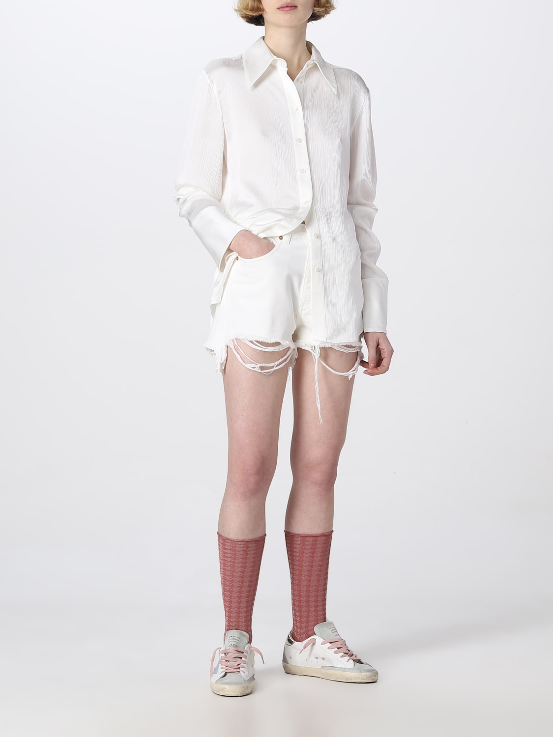 GOLDEN GOOSE SHORT: Golden Goose denim shorts, White - Img 2