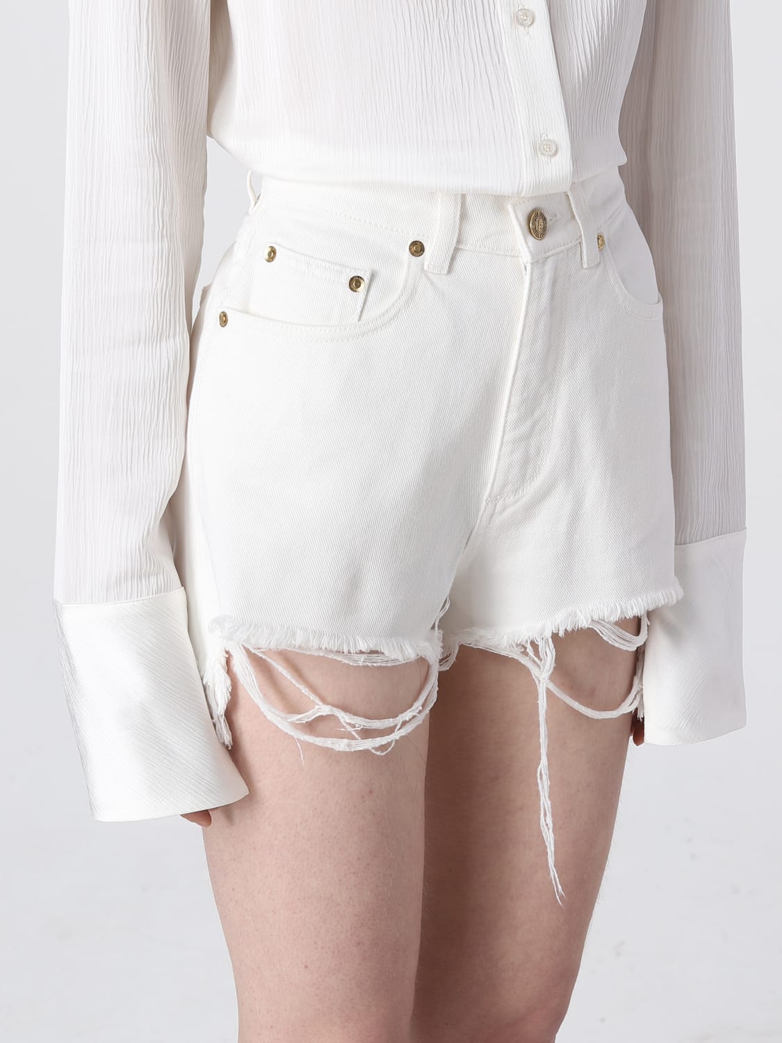 GOLDEN GOOSE SHORT: Golden Goose denim shorts, White - Img 5