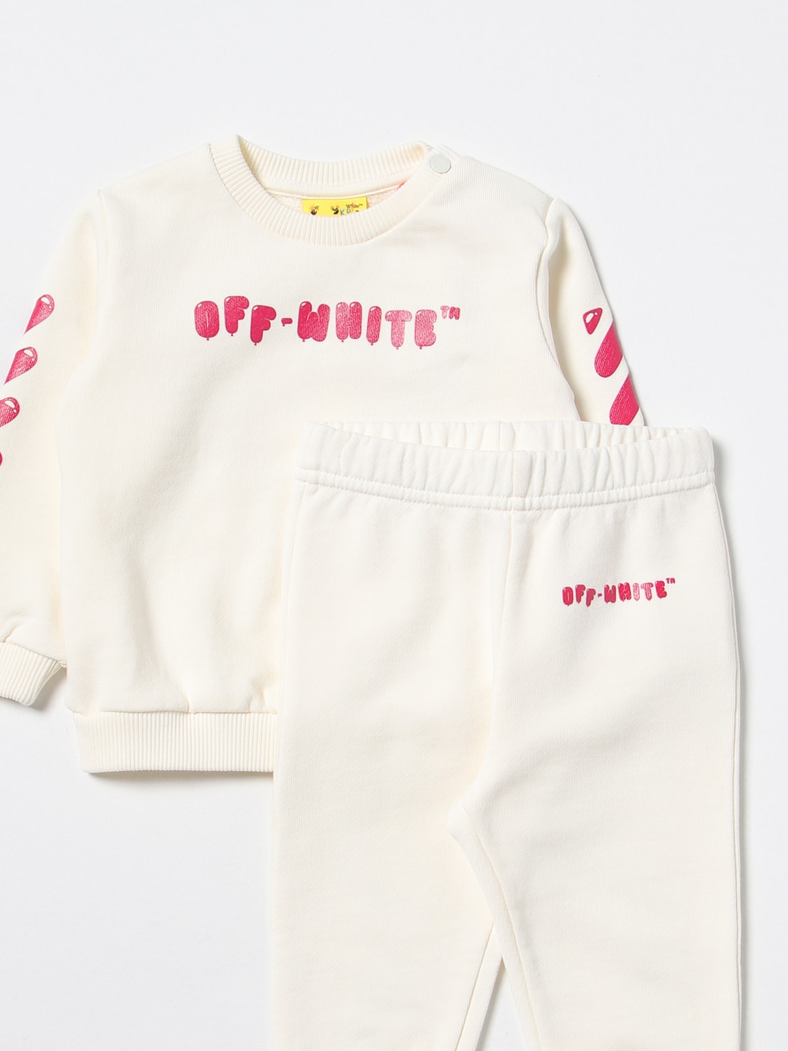 Off White Kids Outlet Ensemble enfant Off white Blanc Ensemble Off White Kids OG2X003S23FLE002 en ligne sur GIGLIO.COM