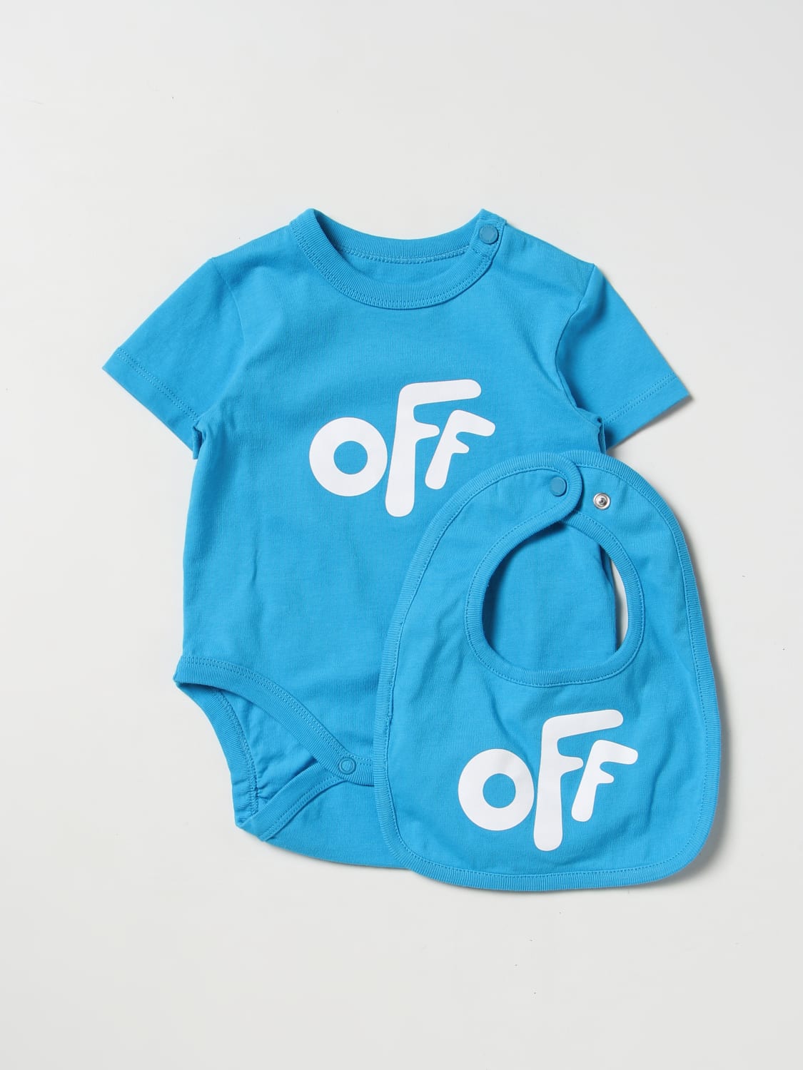 OFF-WHITE KIDS PACK: Off-white 2-piece set in cotton, Blue - Img 1