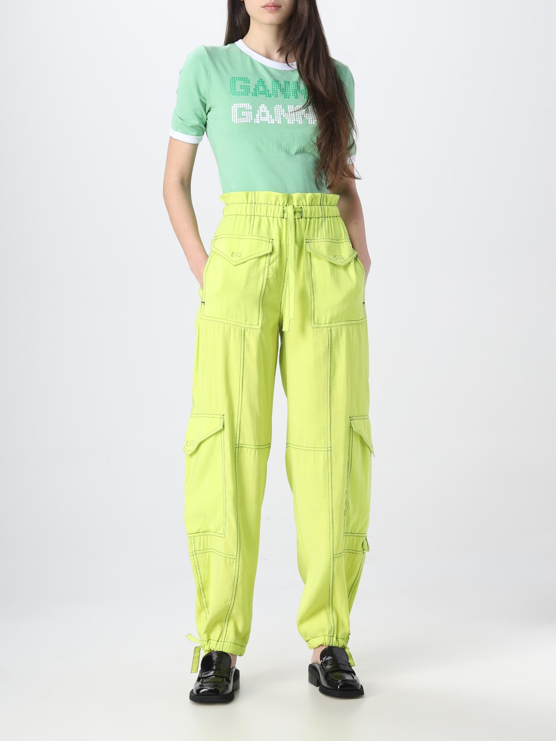 GANNI T-SHIRT: Ganni T-shirt in TENCEL™ Lyocell, Green - Img 2