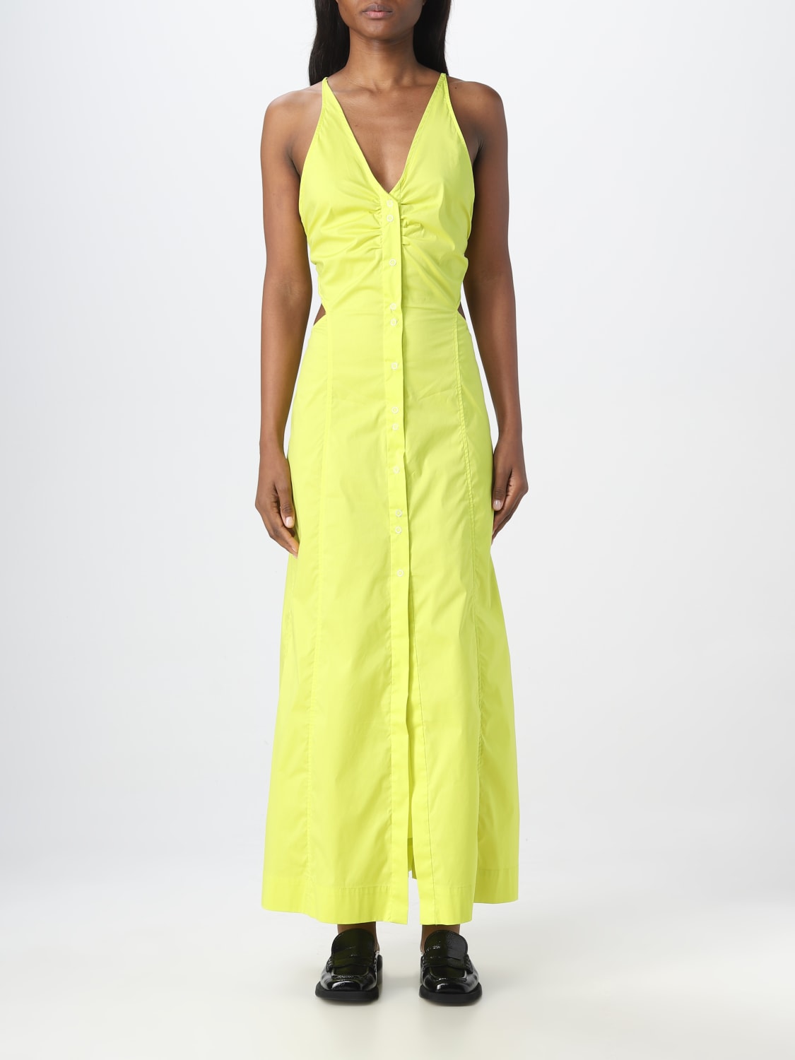 GANNI DRESS: Ganni dress in cotton blend, Yellow - Img 1