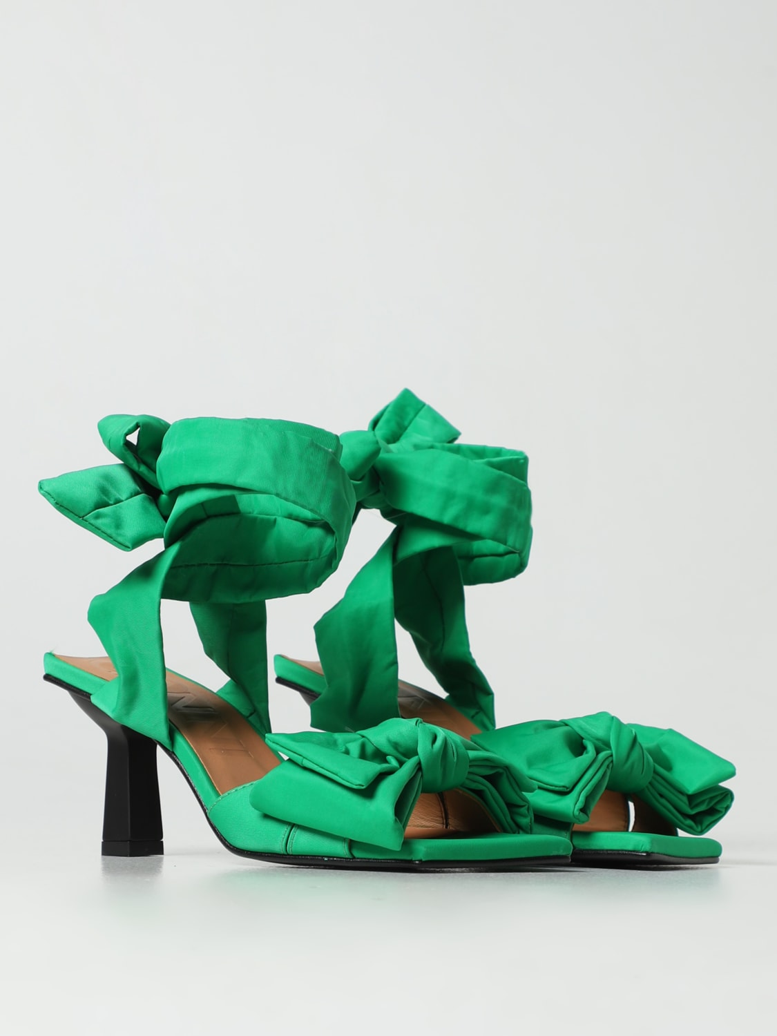 GANNI SANDALES À TALONS: Chaussures femme Ganni, Vert - Img 2