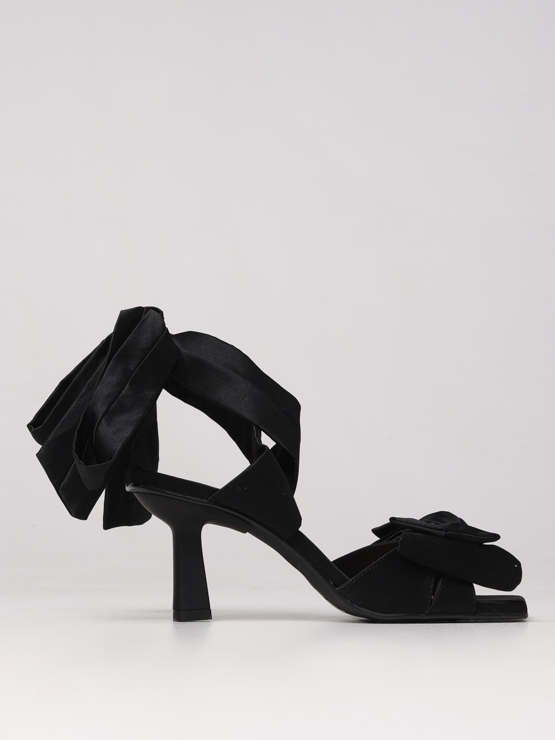 GANNI HEELED SANDALS: Ganni sandals in fabric, Black - Img 1