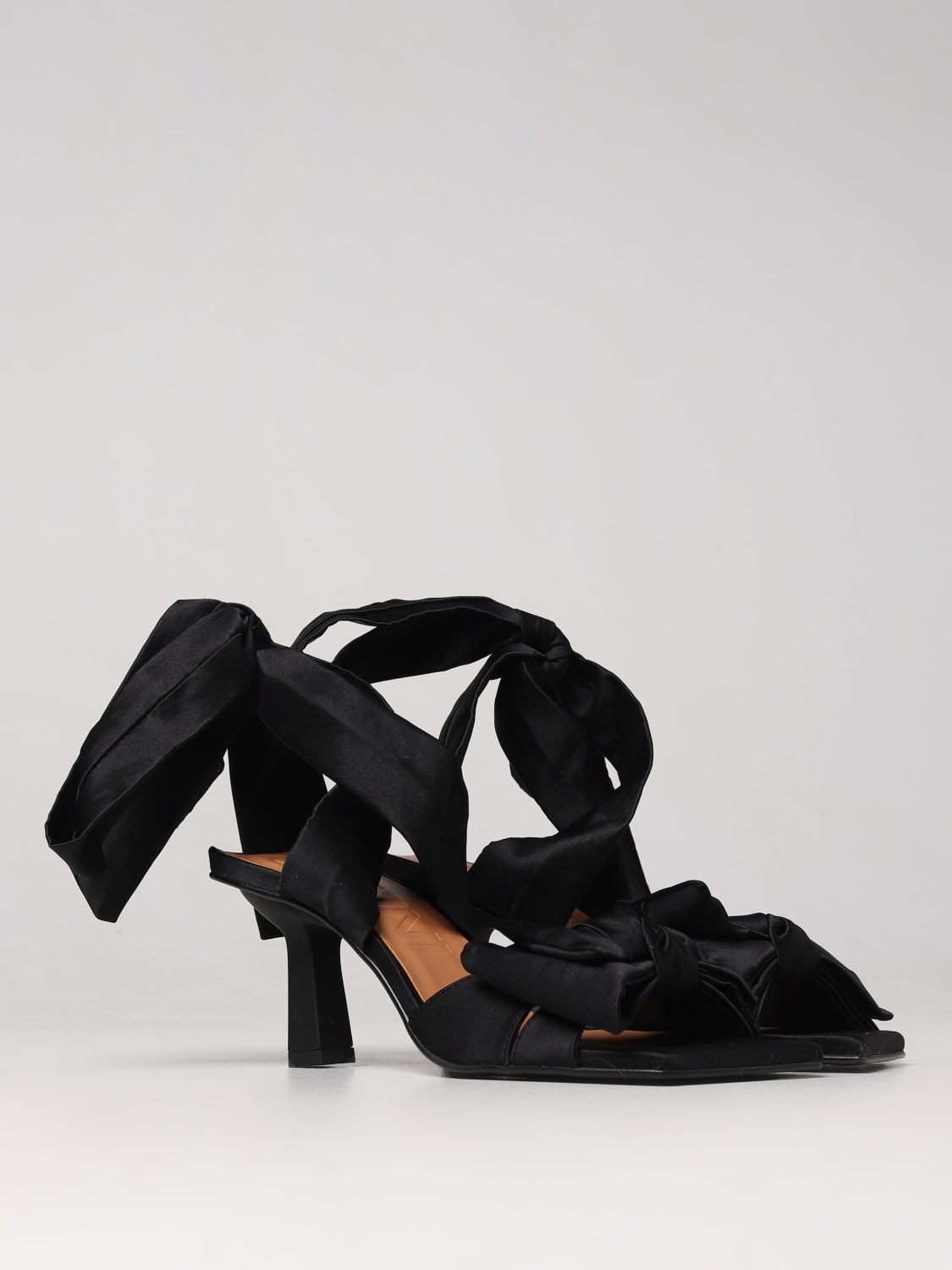 GANNI HEELED SANDALS: Ganni sandals in fabric, Black - Img 2