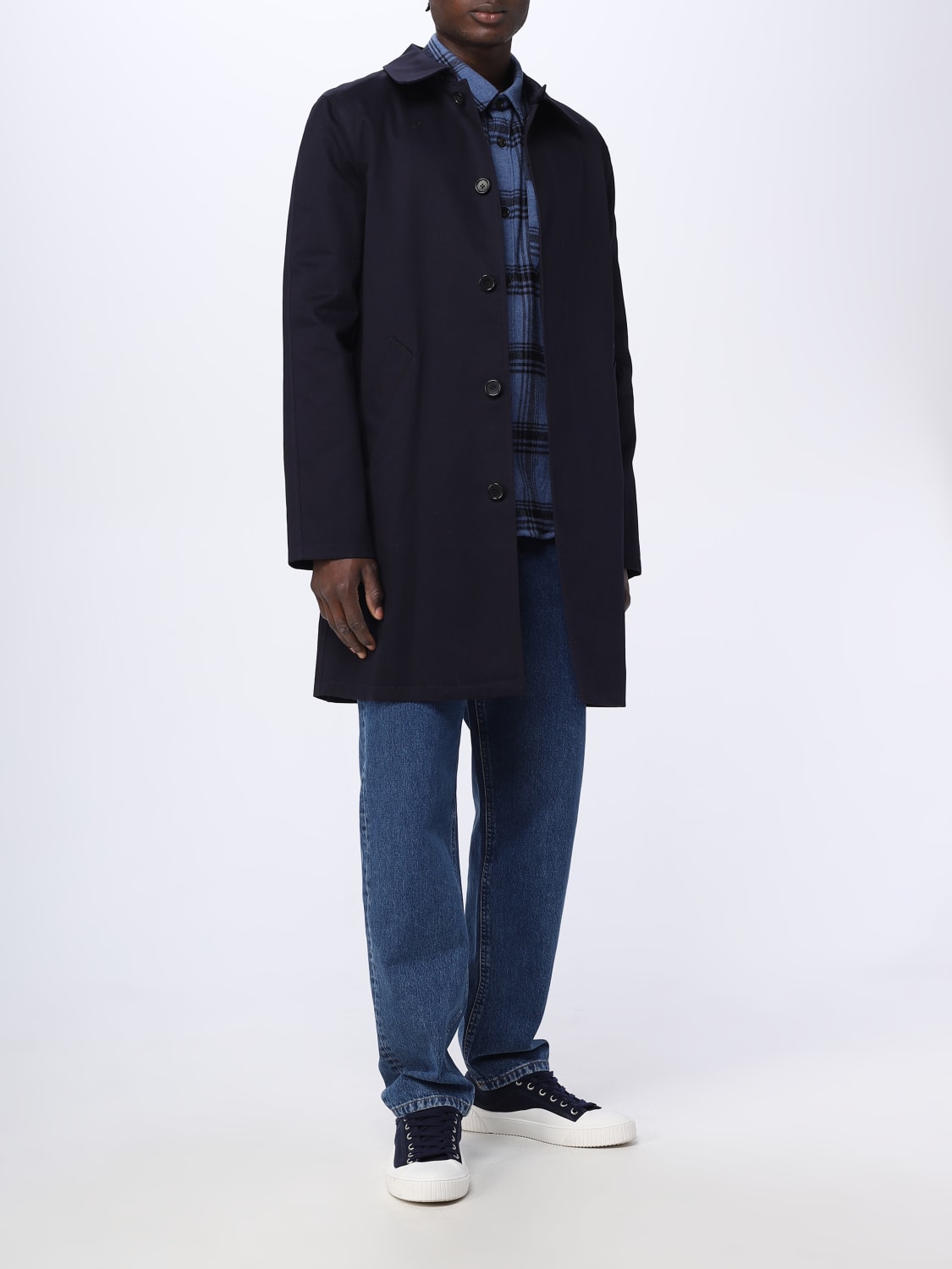 A.P.C.: Coat men - Blue | A.P.C. trench coat COZBAH01103 online at