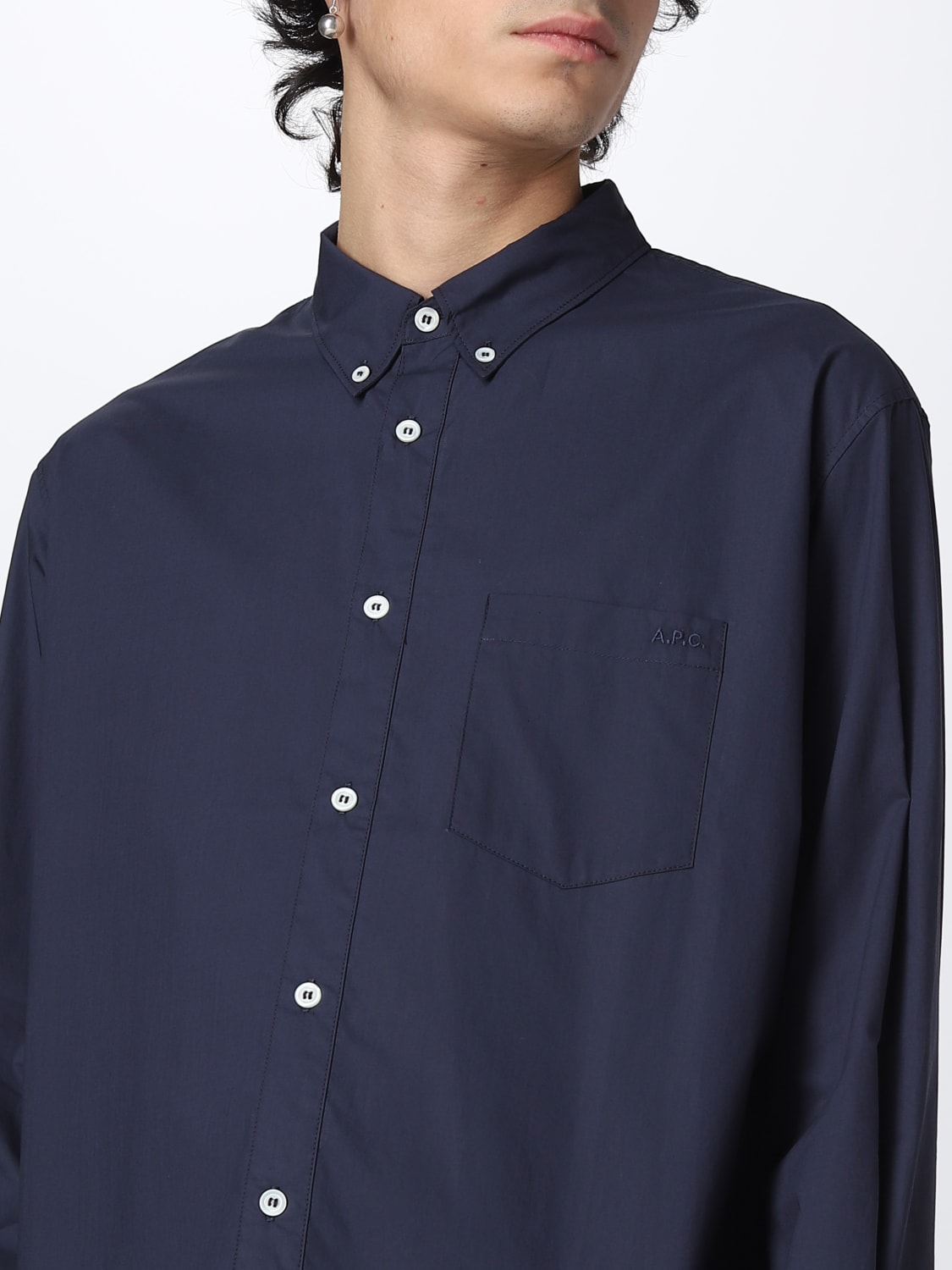 A.P.C. CAMISA: Camisa hombre A.P.C., Azul Oscuro - Img 4