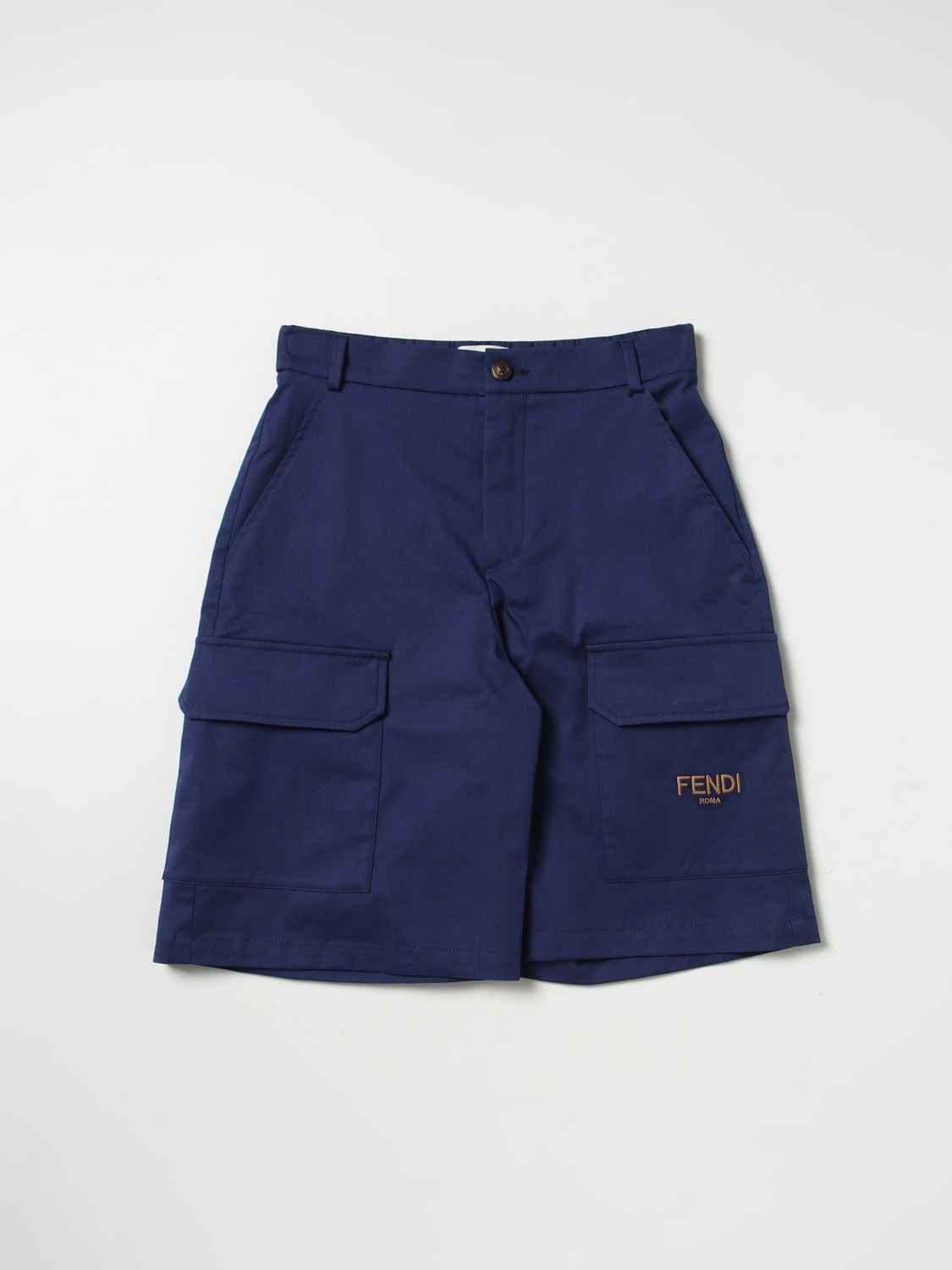 FENDI PANTALÓN CORTO: Pantalón corto niños Fendi Kids, Azul Oscuro - Img 1