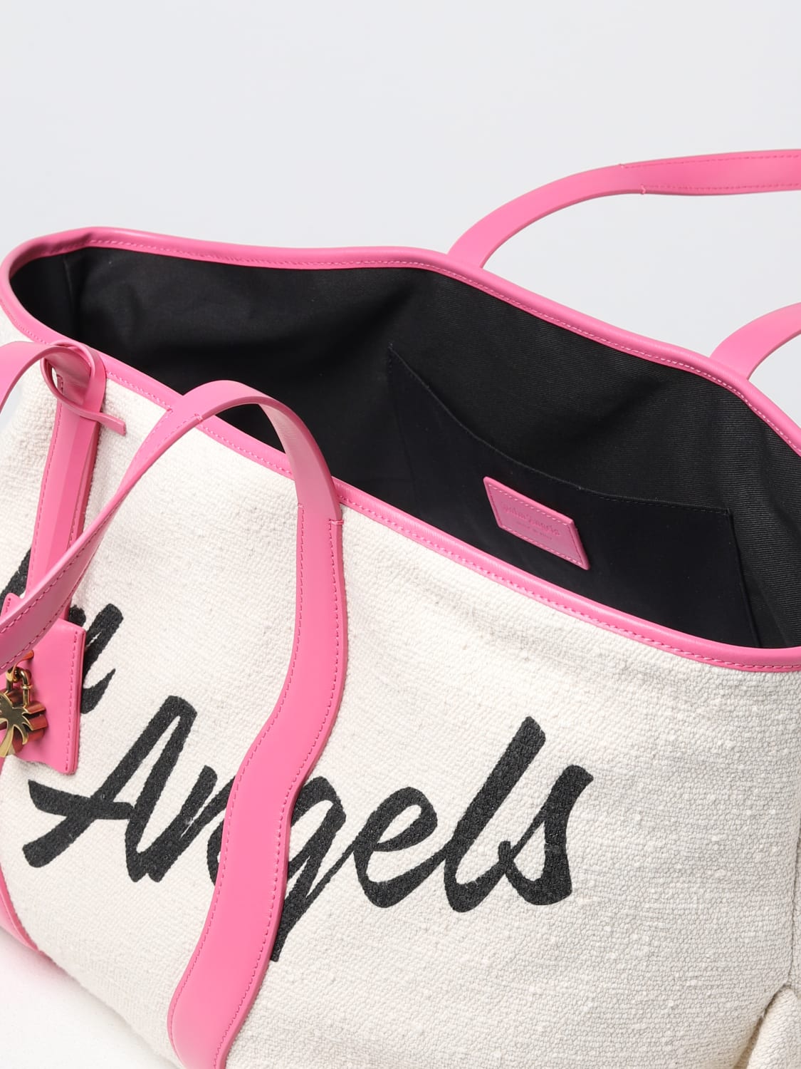 PALM ANGELS BORSE TOTE: Borsa Palm Angels in canvas, Bianco - Img 4